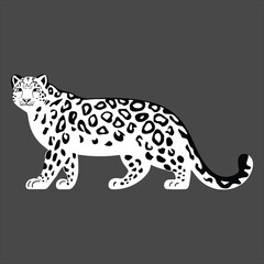 Elegant Black and White Silhouette of a Majestic Snow Leopard