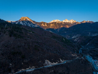 Snowcapped Mountain at Sunrise