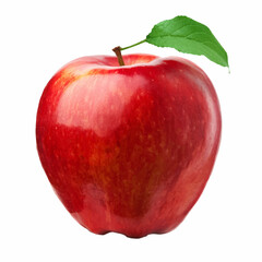 Illustrations of red apple with leaf.