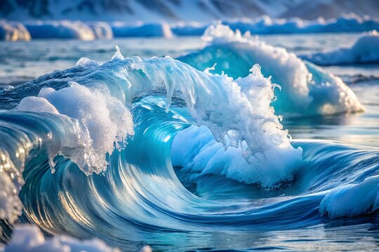 Icy Blue and Frosted White Liquid Swirl - Frozen Abstract Art