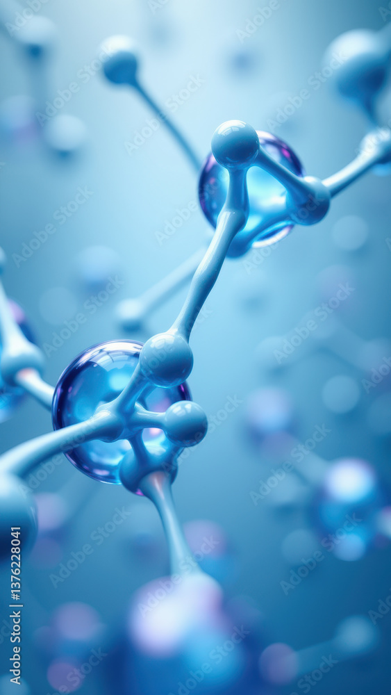 Poster high-resolution microscopy image of glp-1 peptide molecules with detailed atom structure.