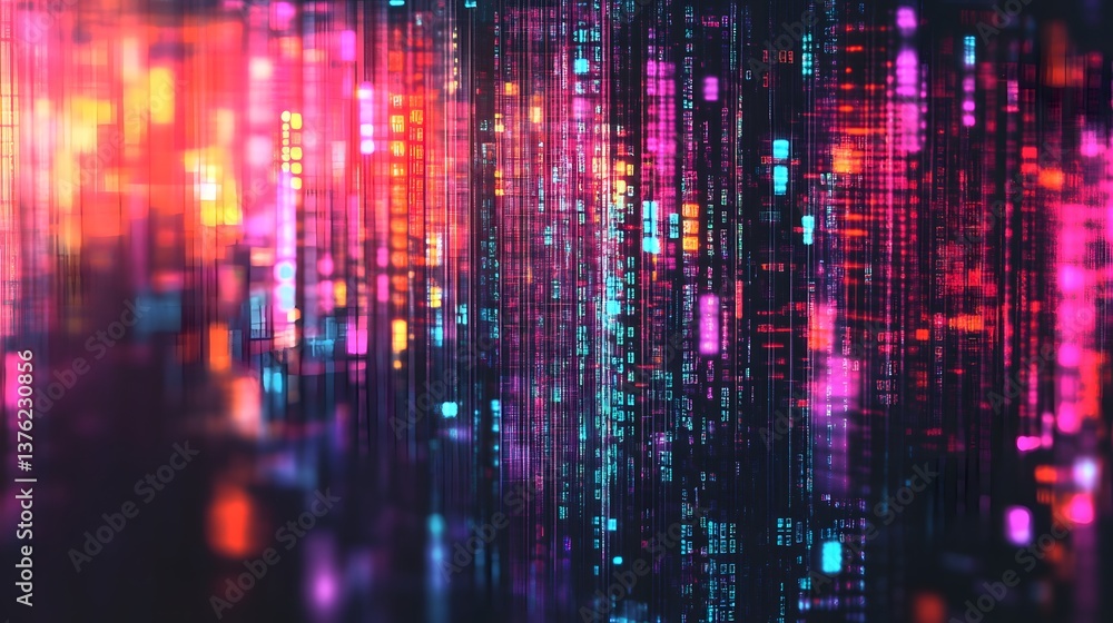 Poster abstract digital noise texture with glitch aesthetics and distorted pixelated layers for futuristic 