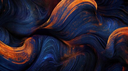 A vibrant visualization of digital data streams, showcasing blue and orange patterns against a dark background, symbolizing technology and connectivity. illustration