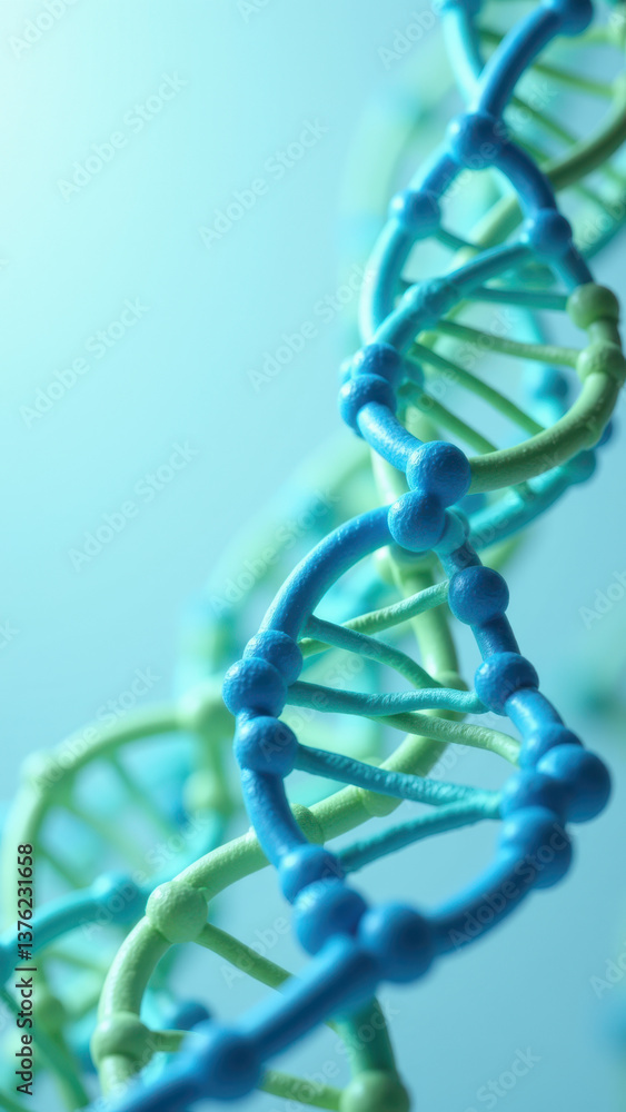 Poster a close-up view of a single molecule of glp1 with its double helix structure highlighted against a b