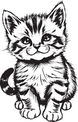 Cute kitten. Hand drawn vector illustration