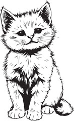 Cute kitten. Hand drawn vector illustration