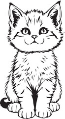 Cute kitten. Hand drawn vector illustration