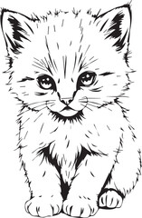 Cute kitten. Hand drawn vector illustration