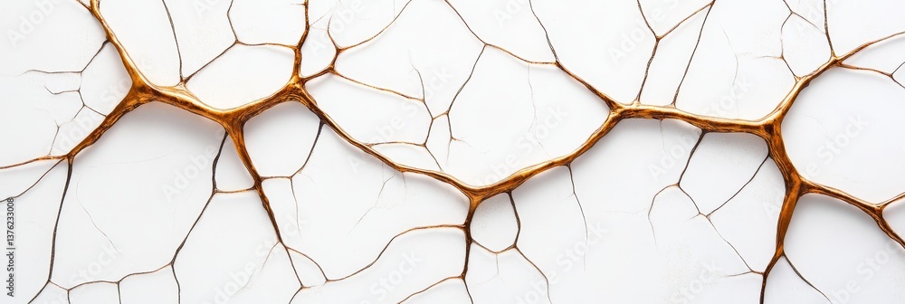 Aufkleber golden neural network abstract ai art - abstract art depicting a golden neural network on a white ba