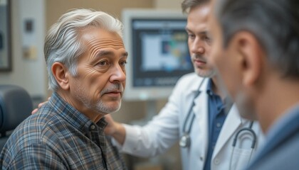 Obraz premium doctor talking to senior woman