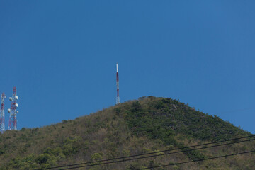 Mobile phone signal tower with sky background
