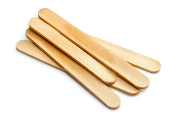 Wooden popsicle sticks.  Stacked, light brown, simple, and smooth.  Perfect for ice cream, fruit, or dessert