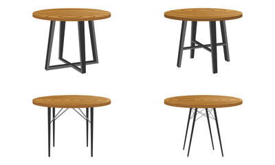 Wooden table or wooden desk with wood grain set vector illustration isolated on white background.