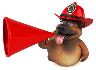 Fun 3D cartoon fireman dog illustration