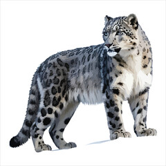 Majestic Snow Leopard on a Snowy Landscape