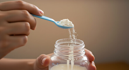 Preparation of a nutritious milk drink for an infant in a feeding bottle
