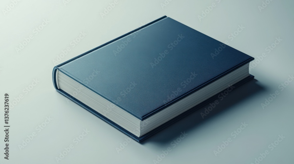 Poster a plain blue book resting on a surface, showcasing a simple and minimalist design with no visible te
