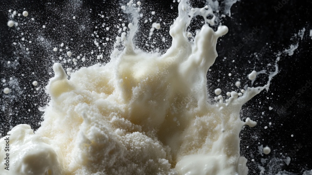 Aufkleber a dynamic splash of milk creates an artistic display against a dark background, showcasing texture a