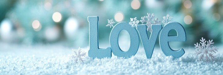 Light Blue Snowflakes Love - Winter love, snow, romance, light blue background, holiday season. Symbolising love, winter, peace, joy, and hope