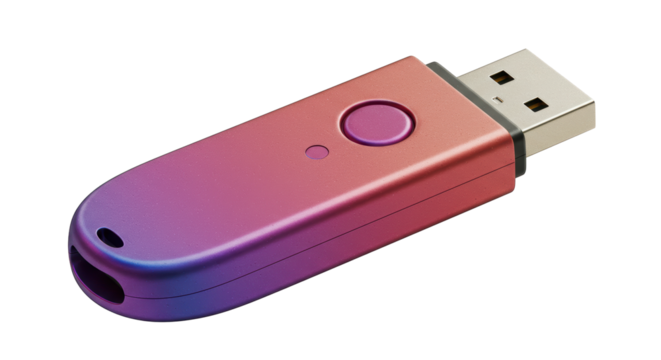 Isolated Gradient USB Flash Drive with Purple Accent