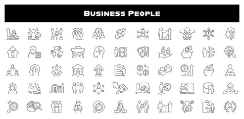 Business people. icons set. Businessman, entrepreneur outline icons collection. Business people, teamwork, human resources, meeting, partnership, entrepreneur related thin line icons