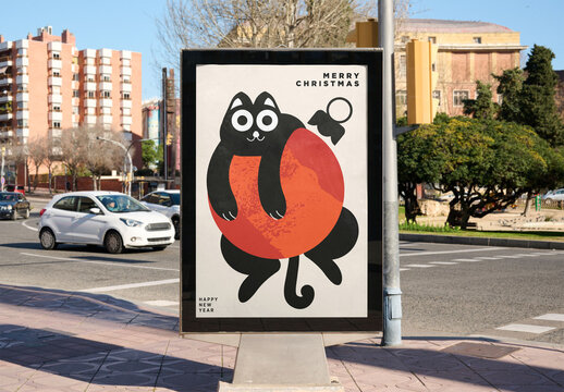 Barcelona Urban Ad Panel Mockup at ground level