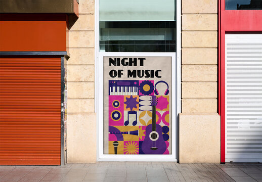 Urban Advertising Mockup on a Storefront Design