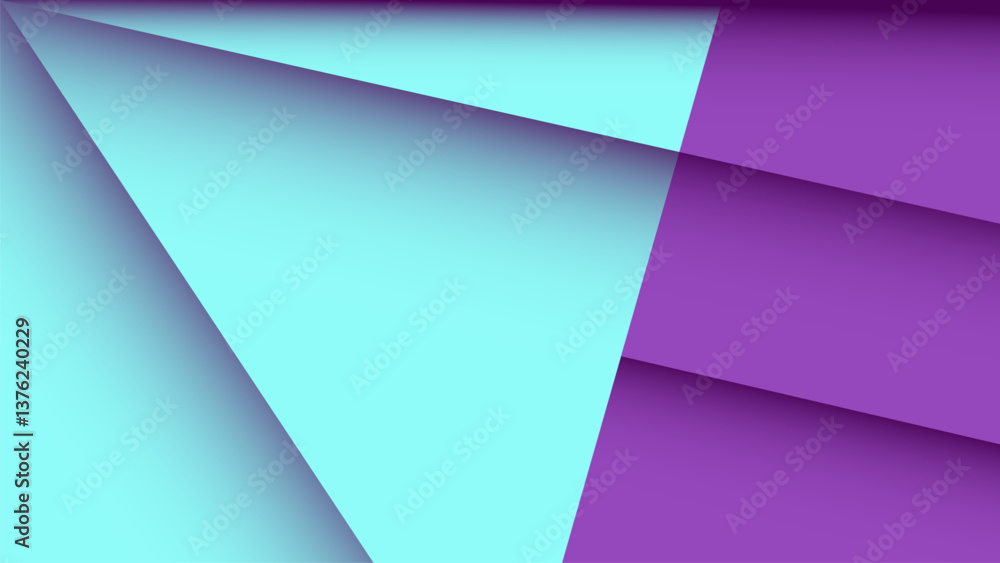 Poster a bold purple and cyan papercut background with smooth layered lines. perfect for branding, web, soc