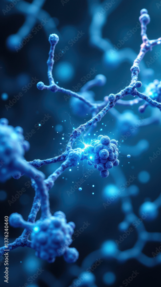 Aufkleber a magnified view of neurons with a highlighted neurotransmitter molecule illustrating its role in sy