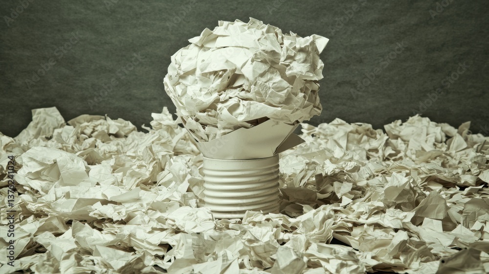 Poster light bulb surrounded by crumpled paper demonstrating ai-based idea validation tool for creative exp