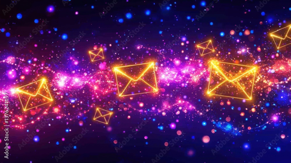Poster bright star background representing ai-driven email organization for enhanced productivity and effec