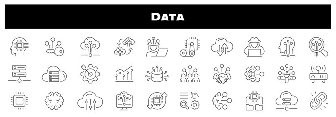 Data Information Vector Outline Icon Set