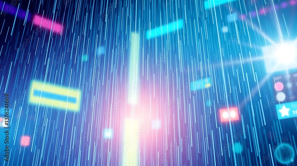 Poster digital rain of data streams