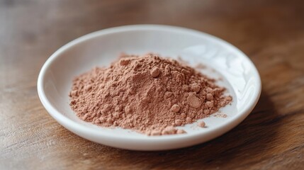 Chocolate Protein Powder on White Ceramic Plate