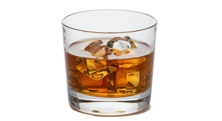 Isolated Whiskey Glass with Ice