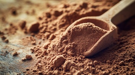 Chocolate Protein Powder Spilled from Scoop