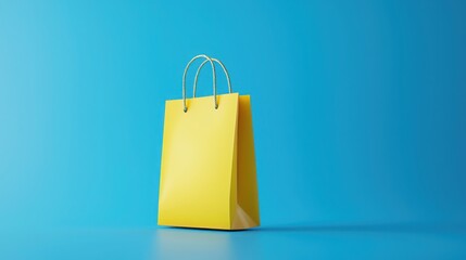 Illustration of a yellow shopping bag emphasizing the augmented reality shopping experience and modern retail trends