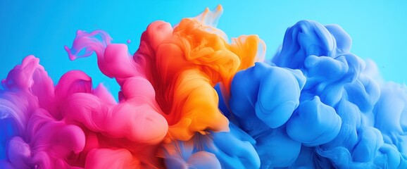 Harmonious blend, An ethereal dance of colorful smoke on a serene backdrop