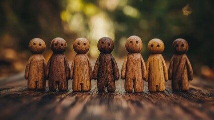 A collection of wooden people figurines symbolizing the principles of autonomous team management and collaboration