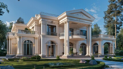 Elegant classic villa with luxurious interiors for aristocratic families.