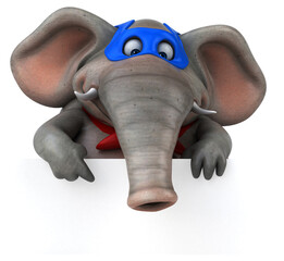 Fun 3D cartoon illustration of an elephant  superhero