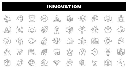 Innovation technology vector outline icon set. Futuristic science and tech icons