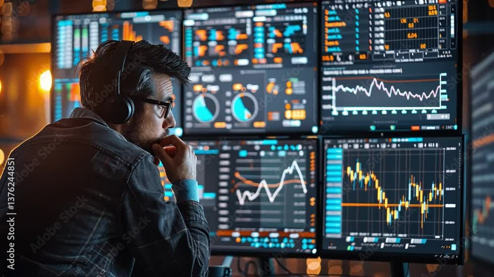 Poster analyzing data trends and metrics with advanced visualization tools in a business intelligence envir