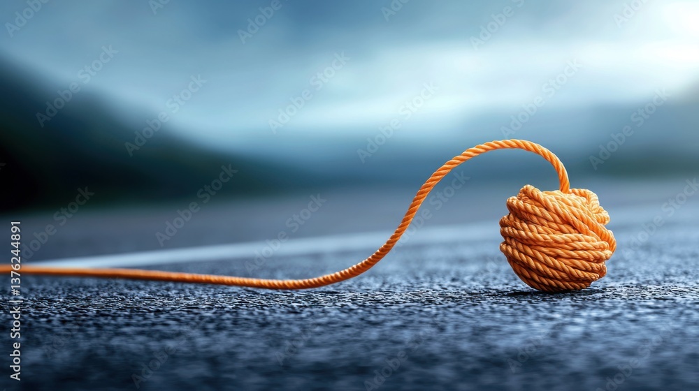 Aufkleber a complex knot on a paved road symbolizing challenges in strategy and roadmap development process