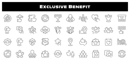 Exclusive benefit vector outline icon set. Special offer symbols