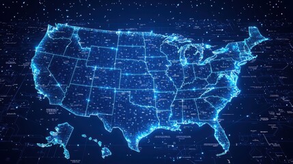 Obraz premium United states map featuring business innovation heatmap illustrating economic growth and technological development