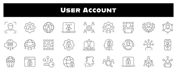 User account vector icon set. Profile management symbols