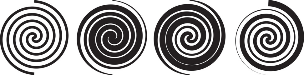 Fototapeta premium Set of line in circle form. Isolated thin line spiral goes to edge of canvas. Vector illustration