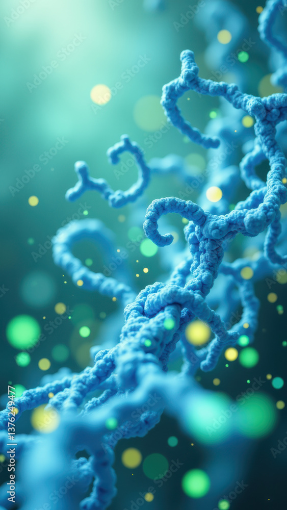 Aufkleber a close-up view of a glp1 molecule with fluorescent highlights showing its complex structure against