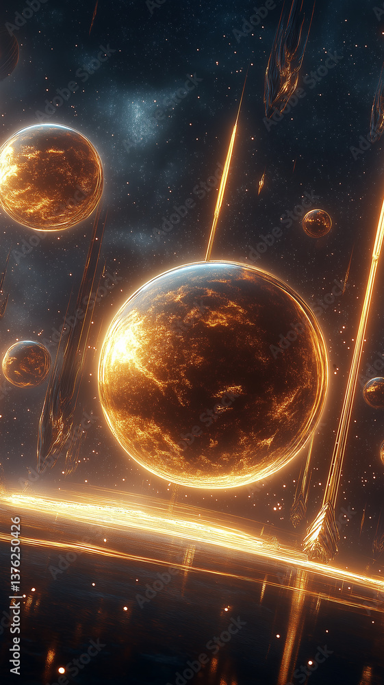 Aufkleber Planets aligning creating stunning visual spectacle in outer space